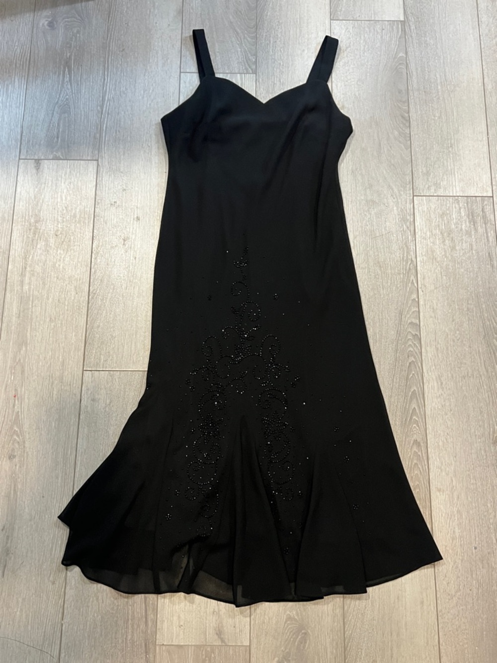 R&M Richards Black Beaded Midi Dress